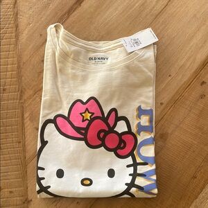 NWT Old Navy Cream and Pink Hello Kitty Tee 14-16 girls